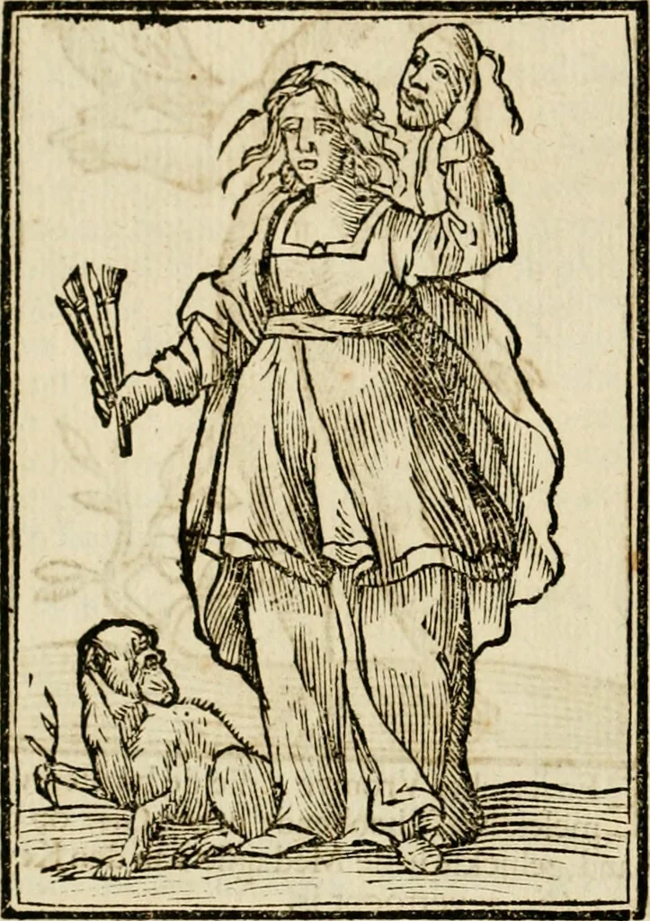 An illustration from Iconologia, of, Uytbeeldingen des verstands : waer in verscheiden afbeeldingen van deughden, ondeughden, genegentheden, menschlijcke hertztochten, konsten, leeringen, sinlijckheden, elementen, hemelsche lichamen, landschappen van Italien, revieren van alle deelen des werrelts, en alle andere ontallijcke stoffen, met hare verklaringen, werden verhandelt : een werck dat dienstigh is, allen reedenaers, poëten, schilders, beeldhouwers, teyckenaers, en alle andere konstbeminders en liefhebbers der geleertheyt en eerlijcke wetenschappen ..., 1644, leaf 371