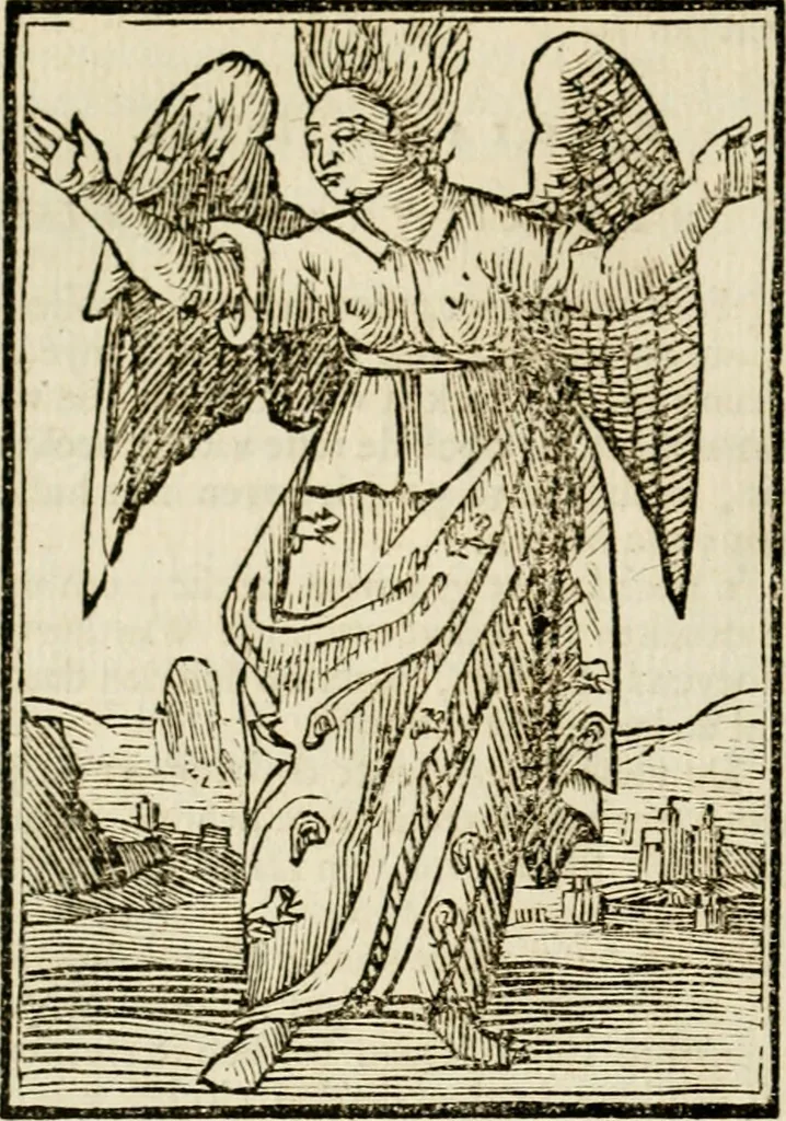 An illustration from Iconologia, of, Uytbeeldingen des verstands : waer in verscheiden afbeeldingen van deughden, ondeughden, genegentheden, menschlijcke hertztochten, konsten, leeringen, sinlijckheden, elementen, hemelsche lichamen, landschappen van Italien, revieren van alle deelen des werrelts, en alle andere ontallijcke stoffen, met hare verklaringen, werden verhandelt : een werck dat dienstigh is, allen reedenaers, poëten, schilders, beeldhouwers, teyckenaers, en alle andere konstbeminders en liefhebbers der geleertheyt en eerlijcke wetenschappen ..., 1644, leaf 377