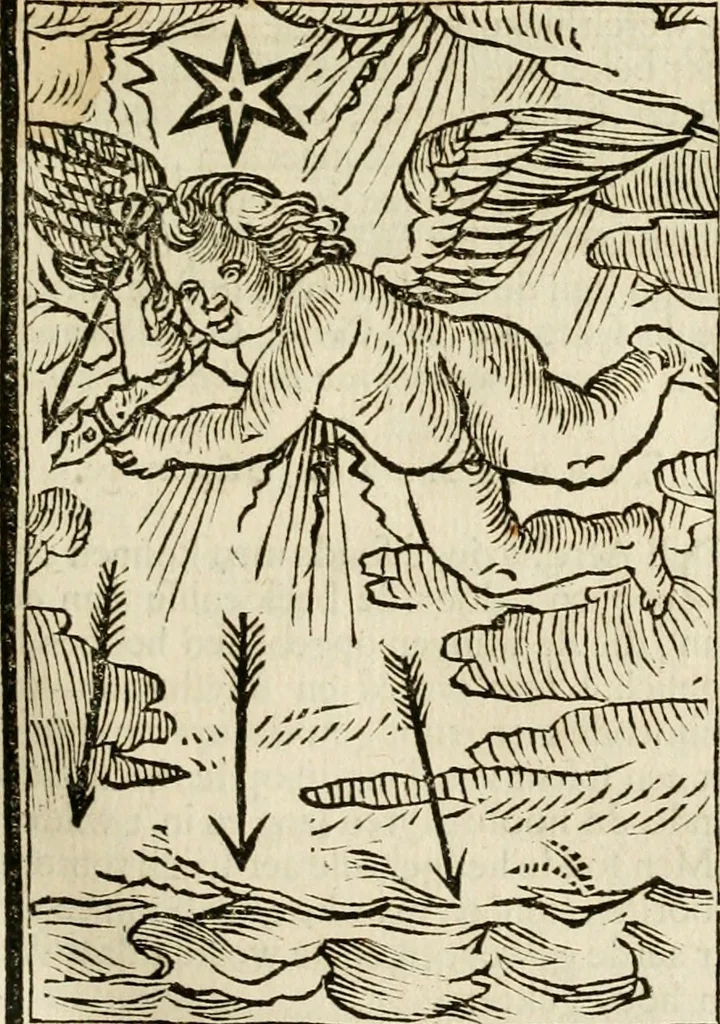 An illustration from Iconologia, of, Uytbeeldingen des verstands : waer in verscheiden afbeeldingen van deughden, ondeughden, genegentheden, menschlijcke hertztochten, konsten, leeringen, sinlijckheden, elementen, hemelsche lichamen, landschappen van Italien, revieren van alle deelen des werrelts, en alle andere ontallijcke stoffen, met hare verklaringen, werden verhandelt : een werck dat dienstigh is, allen reedenaers, poëten, schilders, beeldhouwers, teyckenaers, en alle andere konstbeminders en liefhebbers der geleertheyt en eerlijcke wetenschappen ..., 1644, leaf 40