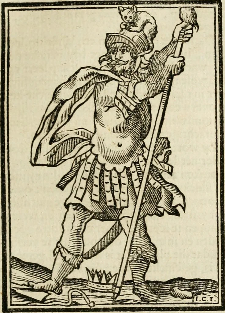 An illustration from Iconologia, of, Uytbeeldingen des verstands : waer in verscheiden afbeeldingen van deughden, ondeughden, genegentheden, menschlijcke hertztochten, konsten, leeringen, sinlijckheden, elementen, hemelsche lichamen, landschappen van Italien, revieren van alle deelen des werrelts, en alle andere ontallijcke stoffen, met hare verklaringen, werden verhandelt : een werck dat dienstigh is, allen reedenaers, poëten, schilders, beeldhouwers, teyckenaers, en alle andere konstbeminders en liefhebbers der geleertheyt en eerlijcke wetenschappen ..., 1644, leaf 414