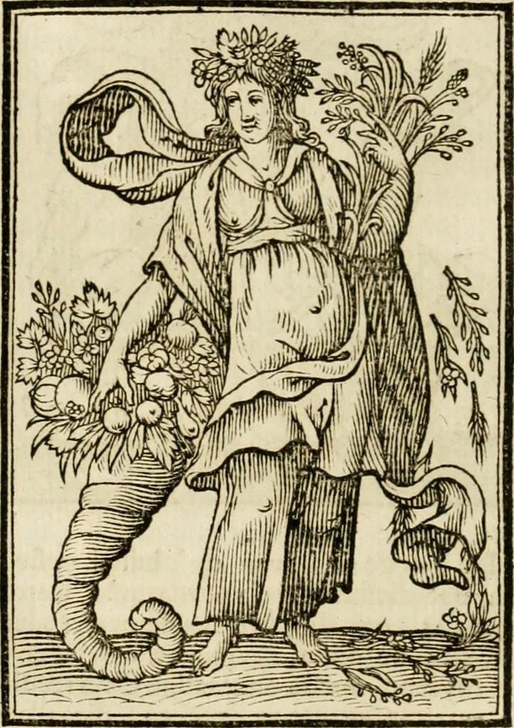 An illustration from Iconologia, of, Uytbeeldingen des verstands : waer in verscheiden afbeeldingen van deughden, ondeughden, genegentheden, menschlijcke hertztochten, konsten, leeringen, sinlijckheden, elementen, hemelsche lichamen, landschappen van Italien, revieren van alle deelen des werrelts, en alle andere ontallijcke stoffen, met hare verklaringen, werden verhandelt : een werck dat dienstigh is, allen reedenaers, poëten, schilders, beeldhouwers, teyckenaers, en alle andere konstbeminders en liefhebbers der geleertheyt en eerlijcke wetenschappen ..., 1644, leaf 421
