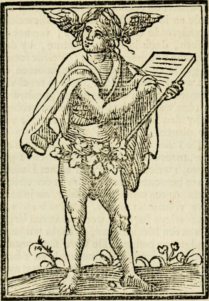 An illustration from Iconologia, of, Uytbeeldingen des verstands : waer in verscheiden afbeeldingen van deughden, ondeughden, genegentheden, menschlijcke hertztochten, konsten, leeringen, sinlijckheden, elementen, hemelsche lichamen, landschappen van Italien, revieren van alle deelen des werrelts, en alle andere ontallijcke stoffen, met hare verklaringen, werden verhandelt : een werck dat dienstigh is, allen reedenaers, poëten, schilders, beeldhouwers, teyckenaers, en alle andere konstbeminders en liefhebbers der geleertheyt en eerlijcke wetenschappen ..., 1644, leaf 441