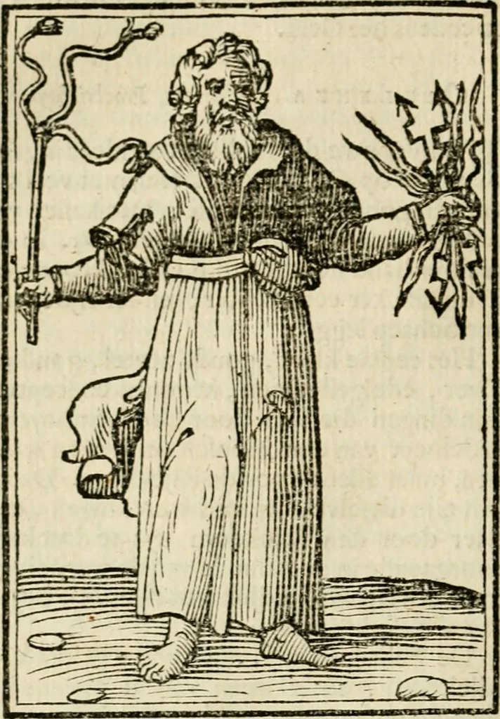 An illustration from Iconologia, of, Uytbeeldingen des verstands : waer in verscheiden afbeeldingen van deughden, ondeughden, genegentheden, menschlijcke hertztochten, konsten, leeringen, sinlijckheden, elementen, hemelsche lichamen, landschappen van Italien, revieren van alle deelen des werrelts, en alle andere ontallijcke stoffen, met hare verklaringen, werden verhandelt : een werck dat dienstigh is, allen reedenaers, poëten, schilders, beeldhouwers, teyckenaers, en alle andere konstbeminders en liefhebbers der geleertheyt en eerlijcke wetenschappen ..., 1644, leaf 461
