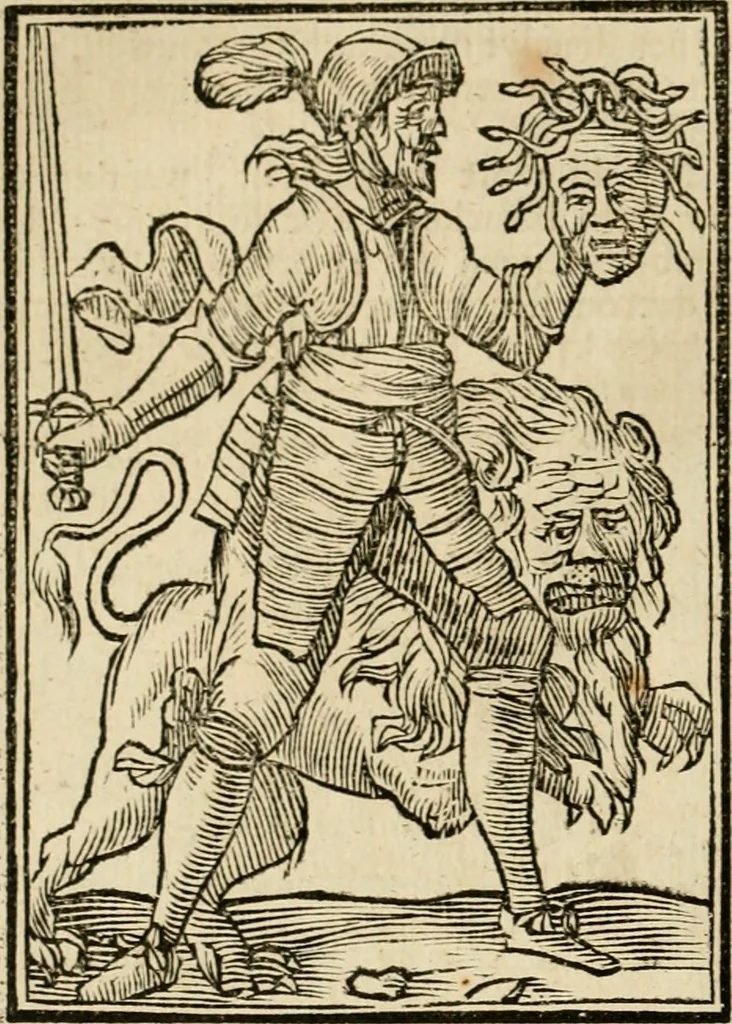An illustration from Iconologia, of, Uytbeeldingen des verstands : waer in verscheiden afbeeldingen van deughden, ondeughden, genegentheden, menschlijcke hertztochten, konsten, leeringen, sinlijckheden, elementen, hemelsche lichamen, landschappen van Italien, revieren van alle deelen des werrelts, en alle andere ontallijcke stoffen, met hare verklaringen, werden verhandelt : een werck dat dienstigh is, allen reedenaers, poëten, schilders, beeldhouwers, teyckenaers, en alle andere konstbeminders en liefhebbers der geleertheyt en eerlijcke wetenschappen ..., 1644, leaf 477