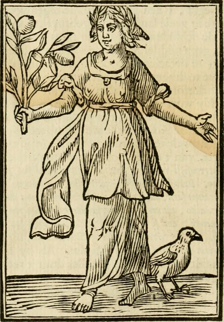 An illustration from Iconologia, of, Uytbeeldingen des verstands : waer in verscheiden afbeeldingen van deughden, ondeughden, genegentheden, menschlijcke hertztochten, konsten, leeringen, sinlijckheden, elementen, hemelsche lichamen, landschappen van Italien, revieren van alle deelen des werrelts, en alle andere ontallijcke stoffen, met hare verklaringen, werden verhandelt : een werck dat dienstigh is, allen reedenaers, poëten, schilders, beeldhouwers, teyckenaers, en alle andere konstbeminders en liefhebbers der geleertheyt en eerlijcke wetenschappen ..., 1644, leaf 49