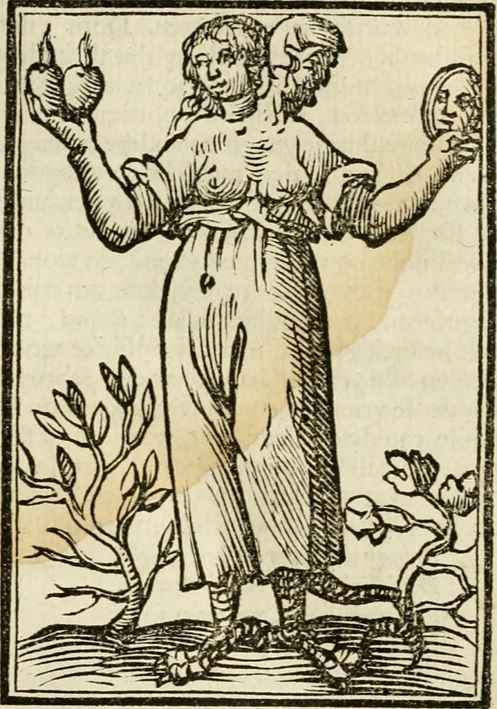 An illustration from Iconologia, of, Uytbeeldingen des verstands : waer in verscheiden afbeeldingen van deughden, ondeughden, genegentheden, menschlijcke hertztochten, konsten, leeringen, sinlijckheden, elementen, hemelsche lichamen, landschappen van Italien, revieren van alle deelen des werrelts, en alle andere ontallijcke stoffen, met hare verklaringen, werden verhandelt : een werck dat dienstigh is, allen reedenaers, poëten, schilders, beeldhouwers, teyckenaers, en alle andere konstbeminders en liefhebbers der geleertheyt en eerlijcke wetenschappen ..., 1644, leaf 50