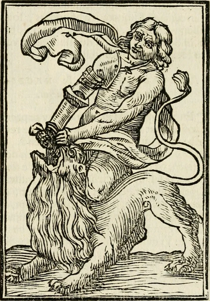 An illustration from Iconologia, of, Uytbeeldingen des verstands : waer in verscheiden afbeeldingen van deughden, ondeughden, genegentheden, menschlijcke hertztochten, konsten, leeringen, sinlijckheden, elementen, hemelsche lichamen, landschappen van Italien, revieren van alle deelen des werrelts, en alle andere ontallijcke stoffen, met hare verklaringen, werden verhandelt : een werck dat dienstigh is, allen reedenaers, poëten, schilders, beeldhouwers, teyckenaers, en alle andere konstbeminders en liefhebbers der geleertheyt en eerlijcke wetenschappen ..., 1644, leaf 512