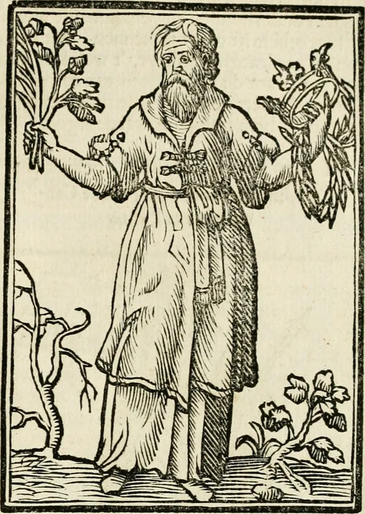 An illustration from Iconologia, of, Uytbeeldingen des verstands : waer in verscheiden afbeeldingen van deughden, ondeughden, genegentheden, menschlijcke hertztochten, konsten, leeringen, sinlijckheden, elementen, hemelsche lichamen, landschappen van Italien, revieren van alle deelen des werrelts, en alle andere ontallijcke stoffen, met hare verklaringen, werden verhandelt : een werck dat dienstigh is, allen reedenaers, poëten, schilders, beeldhouwers, teyckenaers, en alle andere konstbeminders en liefhebbers der geleertheyt en eerlijcke wetenschappen ..., 1644, leaf 548