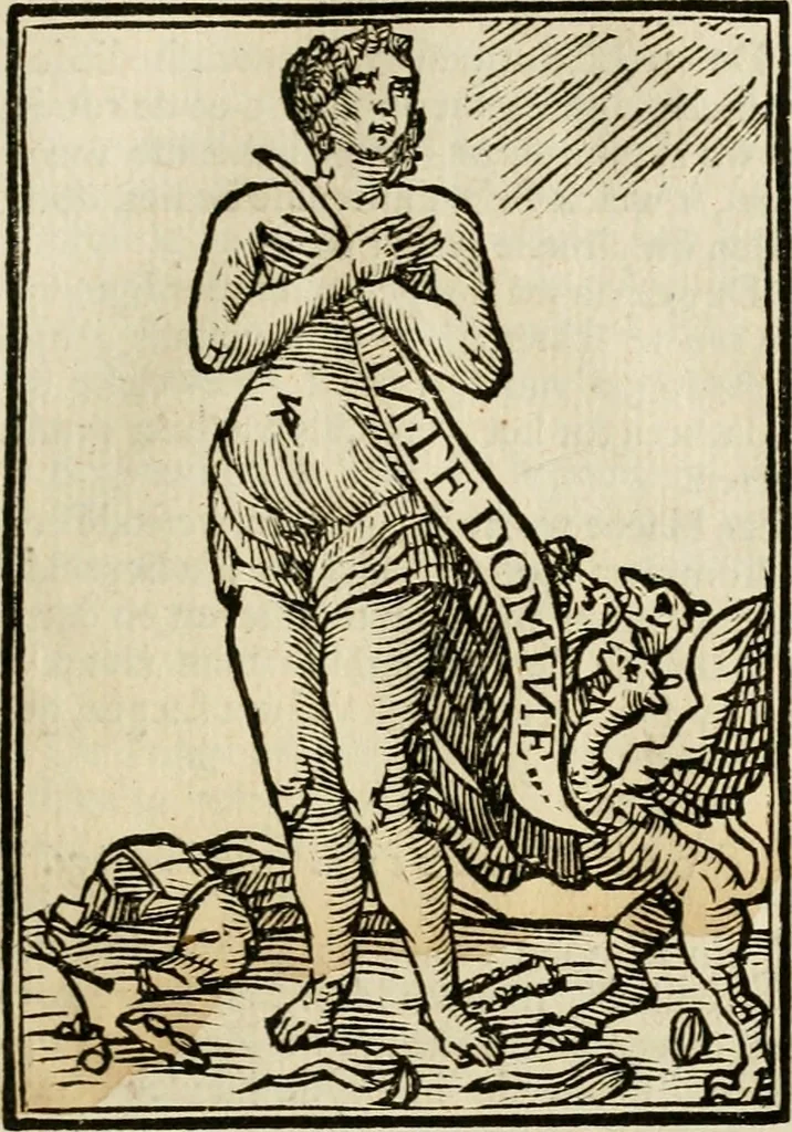 An illustration from Iconologia, of, Uytbeeldingen des verstands : waer in verscheiden afbeeldingen van deughden, ondeughden, genegentheden, menschlijcke hertztochten, konsten, leeringen, sinlijckheden, elementen, hemelsche lichamen, landschappen van Italien, revieren van alle deelen des werrelts, en alle andere ontallijcke stoffen, met hare verklaringen, werden verhandelt : een werck dat dienstigh is, allen reedenaers, poëten, schilders, beeldhouwers, teyckenaers, en alle andere konstbeminders en liefhebbers der geleertheyt en eerlijcke wetenschappen ..., 1644, leaf 56