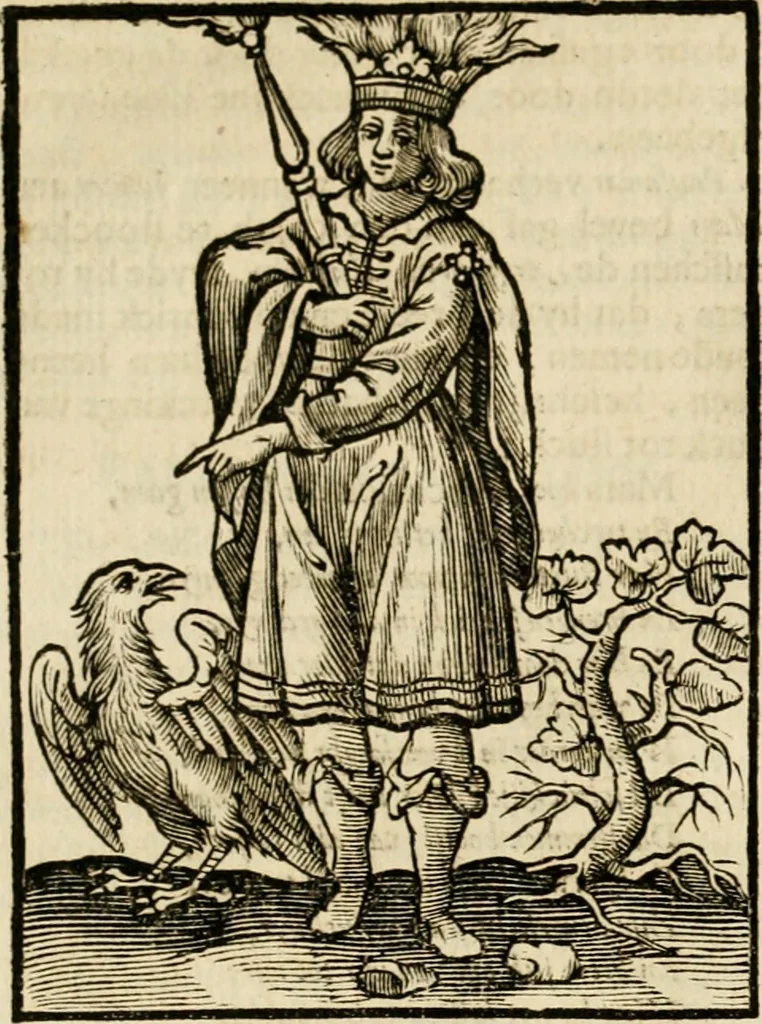 An illustration from Iconologia, of, Uytbeeldingen des verstands : waer in verscheiden afbeeldingen van deughden, ondeughden, genegentheden, menschlijcke hertztochten, konsten, leeringen, sinlijckheden, elementen, hemelsche lichamen, landschappen van Italien, revieren van alle deelen des werrelts, en alle andere ontallijcke stoffen, met hare verklaringen, werden verhandelt : een werck dat dienstigh is, allen reedenaers, poëten, schilders, beeldhouwers, teyckenaers, en alle andere konstbeminders en liefhebbers der geleertheyt en eerlijcke wetenschappen ..., 1644, leaf 567