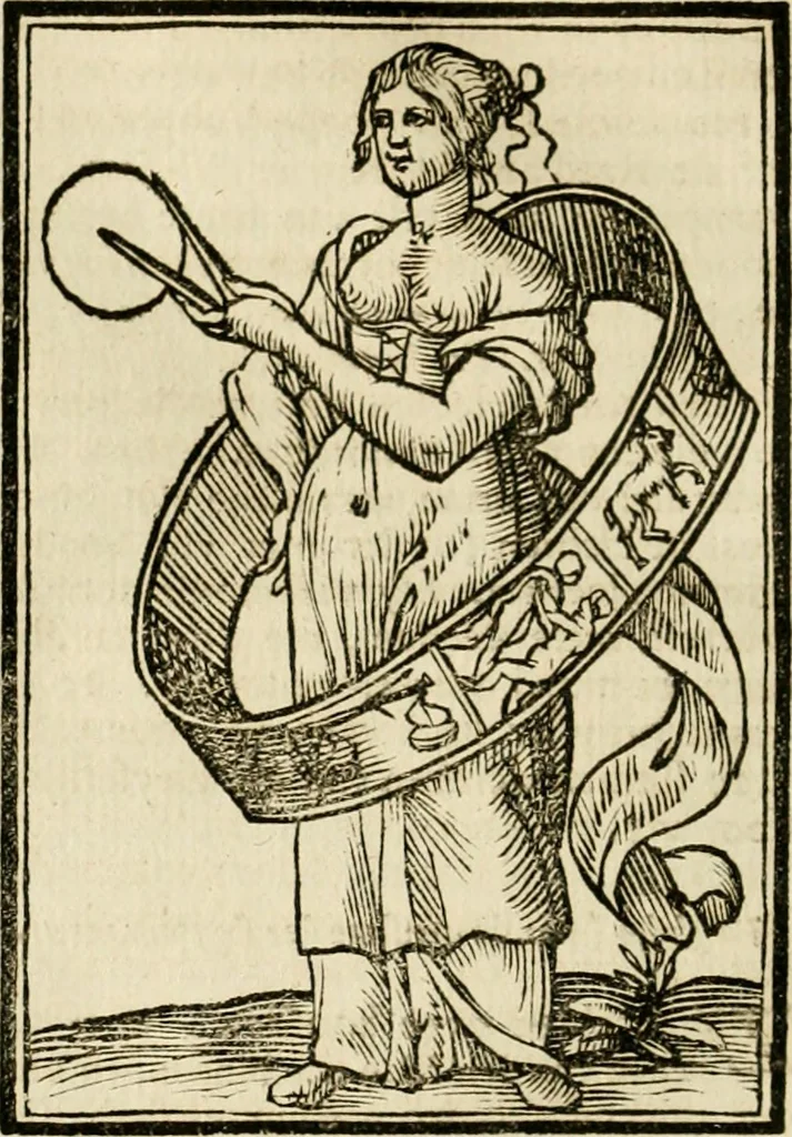 An illustration from Iconologia, of, Uytbeeldingen des verstands : waer in verscheiden afbeeldingen van deughden, ondeughden, genegentheden, menschlijcke hertztochten, konsten, leeringen, sinlijckheden, elementen, hemelsche lichamen, landschappen van Italien, revieren van alle deelen des werrelts, en alle andere ontallijcke stoffen, met hare verklaringen, werden verhandelt : een werck dat dienstigh is, allen reedenaers, poëten, schilders, beeldhouwers, teyckenaers, en alle andere konstbeminders en liefhebbers der geleertheyt en eerlijcke wetenschappen ..., 1644, leaf 583