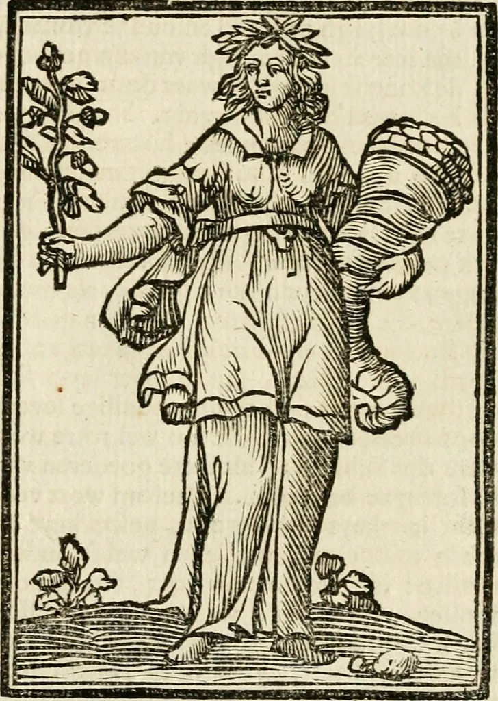 An illustration from Iconologia, of, Uytbeeldingen des verstands : waer in verscheiden afbeeldingen van deughden, ondeughden, genegentheden, menschlijcke hertztochten, konsten, leeringen, sinlijckheden, elementen, hemelsche lichamen, landschappen van Italien, revieren van alle deelen des werrelts, en alle andere ontallijcke stoffen, met hare verklaringen, werden verhandelt : een werck dat dienstigh is, allen reedenaers, poëten, schilders, beeldhouwers, teyckenaers, en alle andere konstbeminders en liefhebbers der geleertheyt en eerlijcke wetenschappen ..., 1644, leaf 586