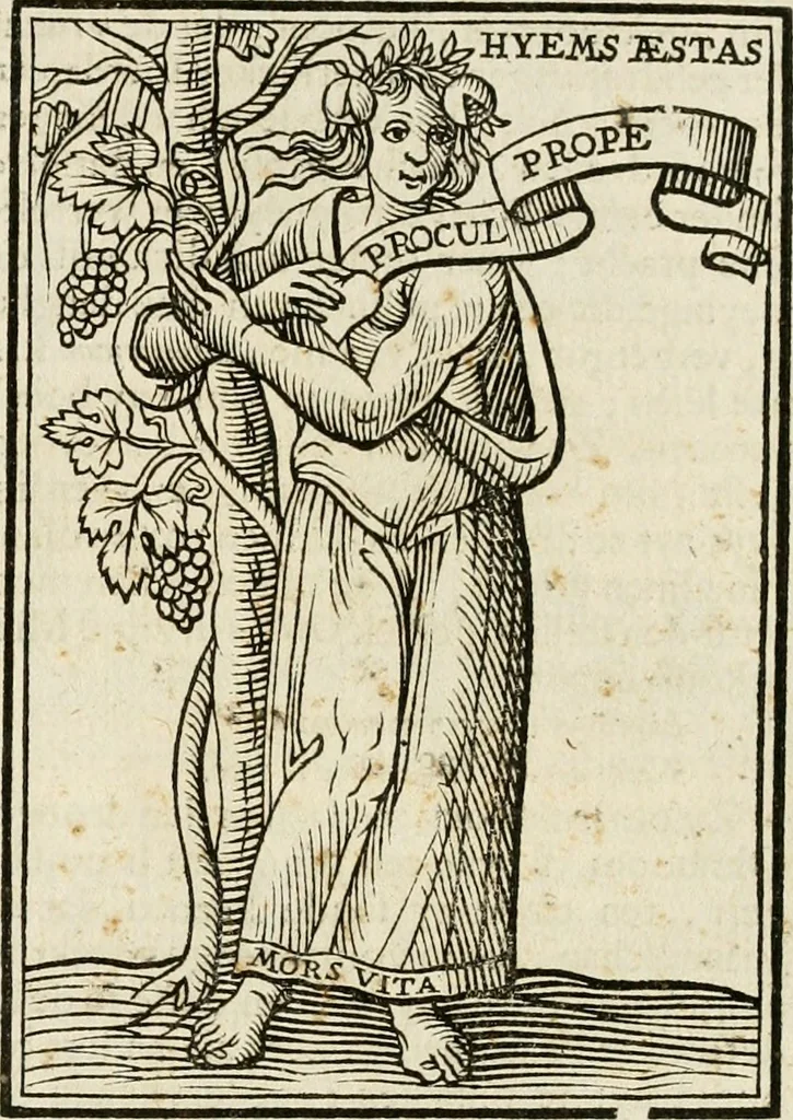 An illustration from Iconologia, of, Uytbeeldingen des verstands : waer in verscheiden afbeeldingen van deughden, ondeughden, genegentheden, menschlijcke hertztochten, konsten, leeringen, sinlijckheden, elementen, hemelsche lichamen, landschappen van Italien, revieren van alle deelen des werrelts, en alle andere ontallijcke stoffen, met hare verklaringen, werden verhandelt : een werck dat dienstigh is, allen reedenaers, poëten, schilders, beeldhouwers, teyckenaers, en alle andere konstbeminders en liefhebbers der geleertheyt en eerlijcke wetenschappen ..., 1644, leaf 596