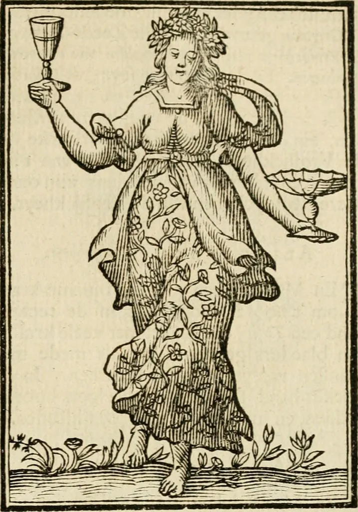 An illustration from Iconologia, of, Uytbeeldingen des verstands : waer in verscheiden afbeeldingen van deughden, ondeughden, genegentheden, menschlijcke hertztochten, konsten, leeringen, sinlijckheden, elementen, hemelsche lichamen, landschappen van Italien, revieren van alle deelen des werrelts, en alle andere ontallijcke stoffen, met hare verklaringen, werden verhandelt : een werck dat dienstigh is, allen reedenaers, poëten, schilders, beeldhouwers, teyckenaers, en alle andere konstbeminders en liefhebbers der geleertheyt en eerlijcke wetenschappen ..., 1644, leaf 598