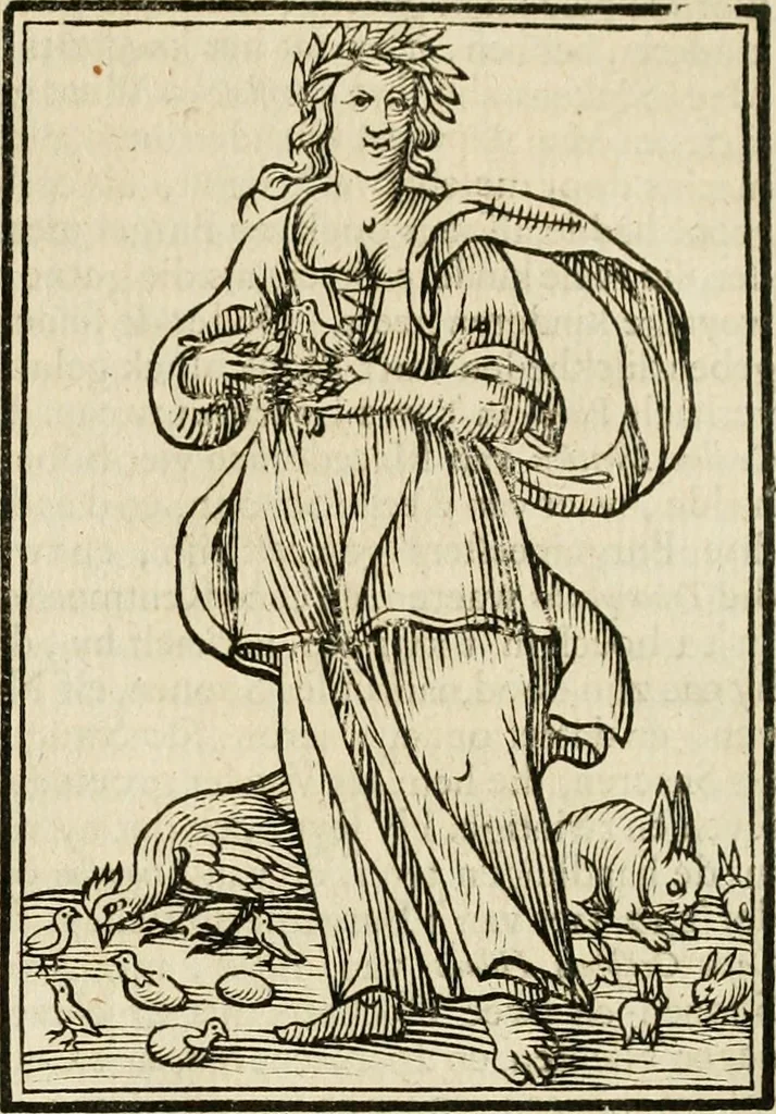 An illustration from Iconologia, of, Uytbeeldingen des verstands : waer in verscheiden afbeeldingen van deughden, ondeughden, genegentheden, menschlijcke hertztochten, konsten, leeringen, sinlijckheden, elementen, hemelsche lichamen, landschappen van Italien, revieren van alle deelen des werrelts, en alle andere ontallijcke stoffen, met hare verklaringen, werden verhandelt : een werck dat dienstigh is, allen reedenaers, poëten, schilders, beeldhouwers, teyckenaers, en alle andere konstbeminders en liefhebbers der geleertheyt en eerlijcke wetenschappen ..., 1644, leaf 600
