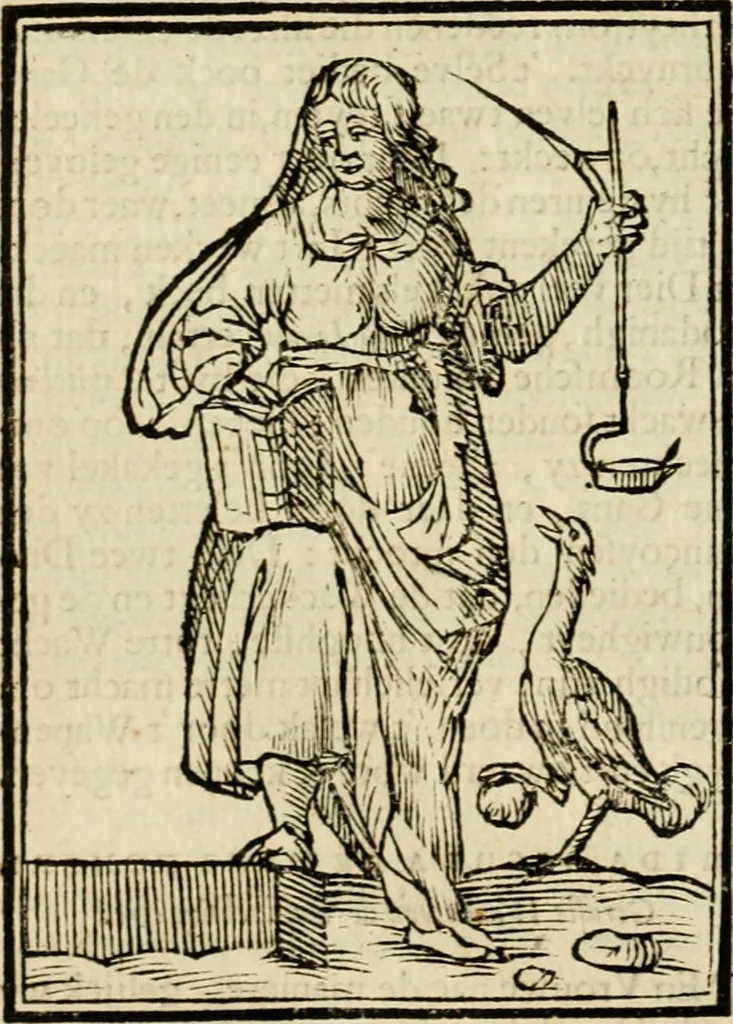 An illustration from Iconologia, of, Uytbeeldingen des verstands : waer in verscheiden afbeeldingen van deughden, ondeughden, genegentheden, menschlijcke hertztochten, konsten, leeringen, sinlijckheden, elementen, hemelsche lichamen, landschappen van Italien, revieren van alle deelen des werrelts, en alle andere ontallijcke stoffen, met hare verklaringen, werden verhandelt : een werck dat dienstigh is, allen reedenaers, poëten, schilders, beeldhouwers, teyckenaers, en alle andere konstbeminders en liefhebbers der geleertheyt en eerlijcke wetenschappen ..., 1644, leaf 609