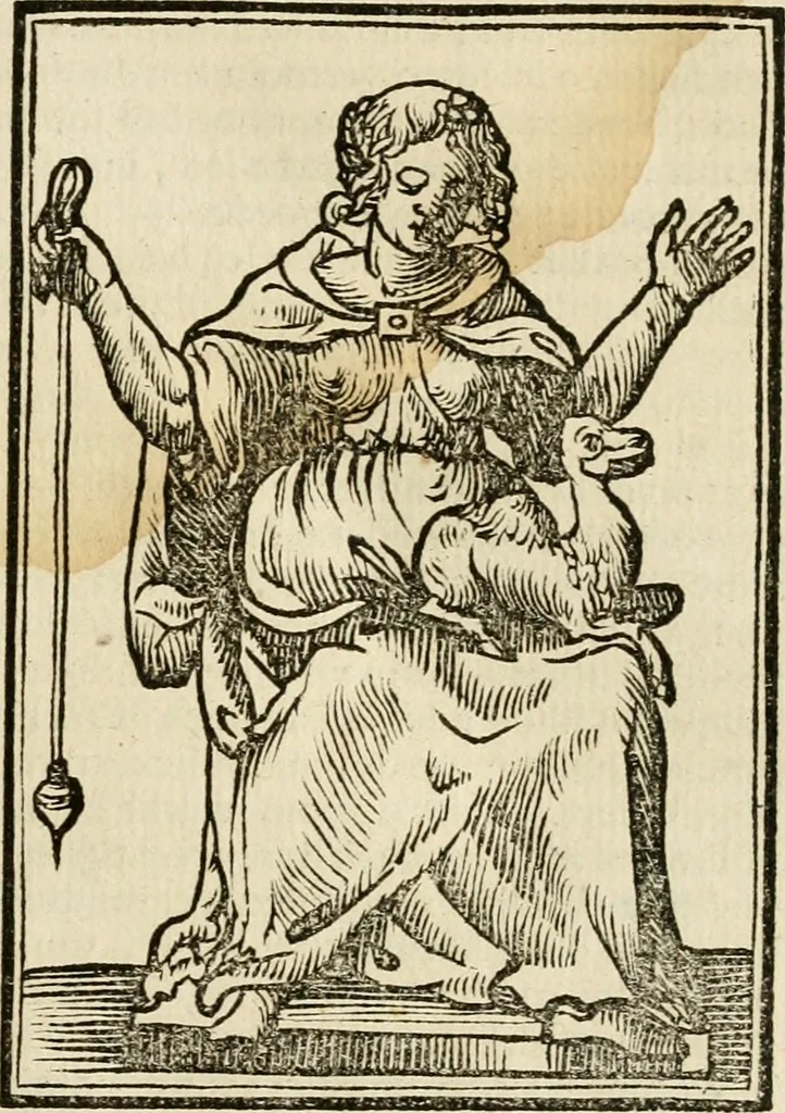 An illustration from Iconologia, of, Uytbeeldingen des verstands : waer in verscheiden afbeeldingen van deughden, ondeughden, genegentheden, menschlijcke hertztochten, konsten, leeringen, sinlijckheden, elementen, hemelsche lichamen, landschappen van Italien, revieren van alle deelen des werrelts, en alle andere ontallijcke stoffen, met hare verklaringen, werden verhandelt : een werck dat dienstigh is, allen reedenaers, poëten, schilders, beeldhouwers, teyckenaers, en alle andere konstbeminders en liefhebbers der geleertheyt en eerlijcke wetenschappen ..., 1644, leaf 62