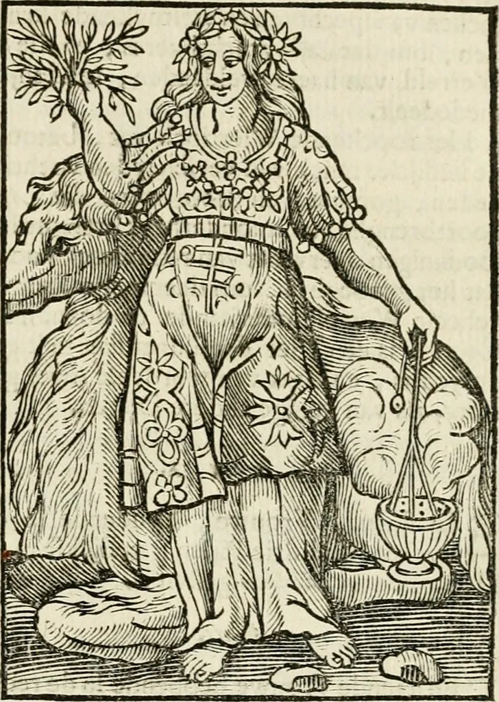 An illustration from Iconologia, of, Uytbeeldingen des verstands : waer in verscheiden afbeeldingen van deughden, ondeughden, genegentheden, menschlijcke hertztochten, konsten, leeringen, sinlijckheden, elementen, hemelsche lichamen, landschappen van Italien, revieren van alle deelen des werrelts, en alle andere ontallijcke stoffen, met hare verklaringen, werden verhandelt : een werck dat dienstigh is, allen reedenaers, poëten, schilders, beeldhouwers, teyckenaers, en alle andere konstbeminders en liefhebbers der geleertheyt en eerlijcke wetenschappen ..., 1644, leaf 624