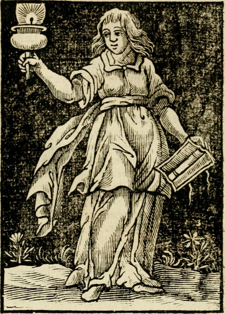 An illustration from Iconologia, of, Uytbeeldingen des verstands : waer in verscheiden afbeeldingen van deughden, ondeughden, genegentheden, menschlijcke hertztochten, konsten, leeringen, sinlijckheden, elementen, hemelsche lichamen, landschappen van Italien, revieren van alle deelen des werrelts, en alle andere ontallijcke stoffen, met hare verklaringen, werden verhandelt : een werck dat dienstigh is, allen reedenaers, poëten, schilders, beeldhouwers, teyckenaers, en alle andere konstbeminders en liefhebbers der geleertheyt en eerlijcke wetenschappen ..., 1644, leaf 641