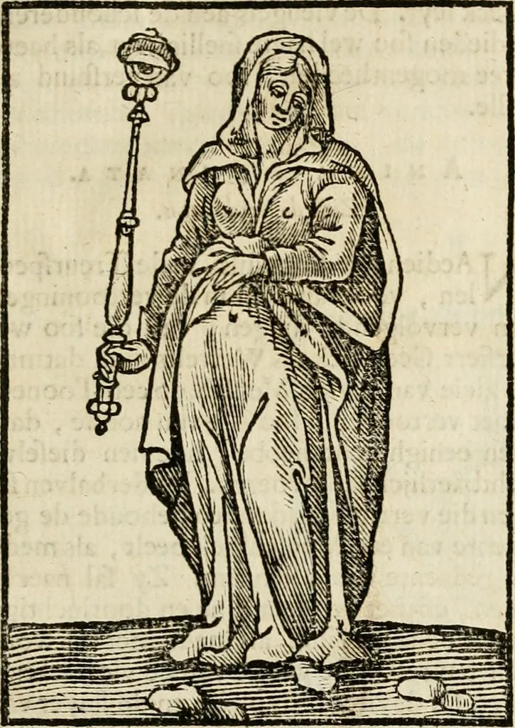 An illustration from Iconologia, of, Uytbeeldingen des verstands : waer in verscheiden afbeeldingen van deughden, ondeughden, genegentheden, menschlijcke hertztochten, konsten, leeringen, sinlijckheden, elementen, hemelsche lichamen, landschappen van Italien, revieren van alle deelen des werrelts, en alle andere ontallijcke stoffen, met hare verklaringen, werden verhandelt : een werck dat dienstigh is, allen reedenaers, poëten, schilders, beeldhouwers, teyckenaers, en alle andere konstbeminders en liefhebbers der geleertheyt en eerlijcke wetenschappen ..., 1644, leaf 654