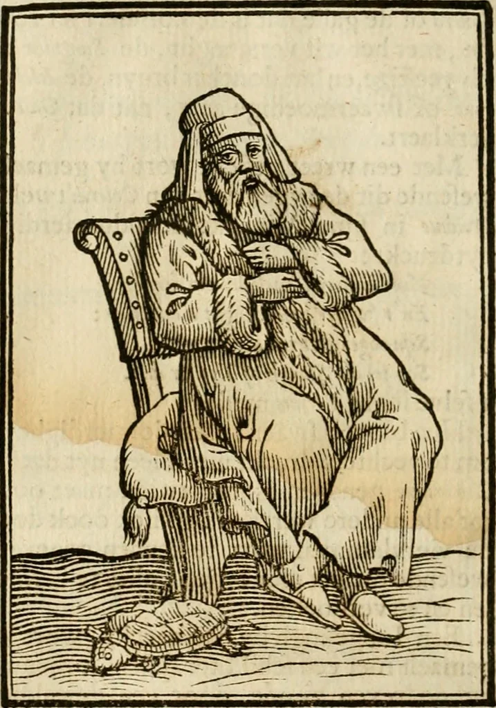 An illustration from Iconologia, of, Uytbeeldingen des verstands : waer in verscheiden afbeeldingen van deughden, ondeughden, genegentheden, menschlijcke hertztochten, konsten, leeringen, sinlijckheden, elementen, hemelsche lichamen, landschappen van Italien, revieren van alle deelen des werrelts, en alle andere ontallijcke stoffen, met hare verklaringen, werden verhandelt : een werck dat dienstigh is, allen reedenaers, poëten, schilders, beeldhouwers, teyckenaers, en alle andere konstbeminders en liefhebbers der geleertheyt en eerlijcke wetenschappen ..., 1644, leaf 97