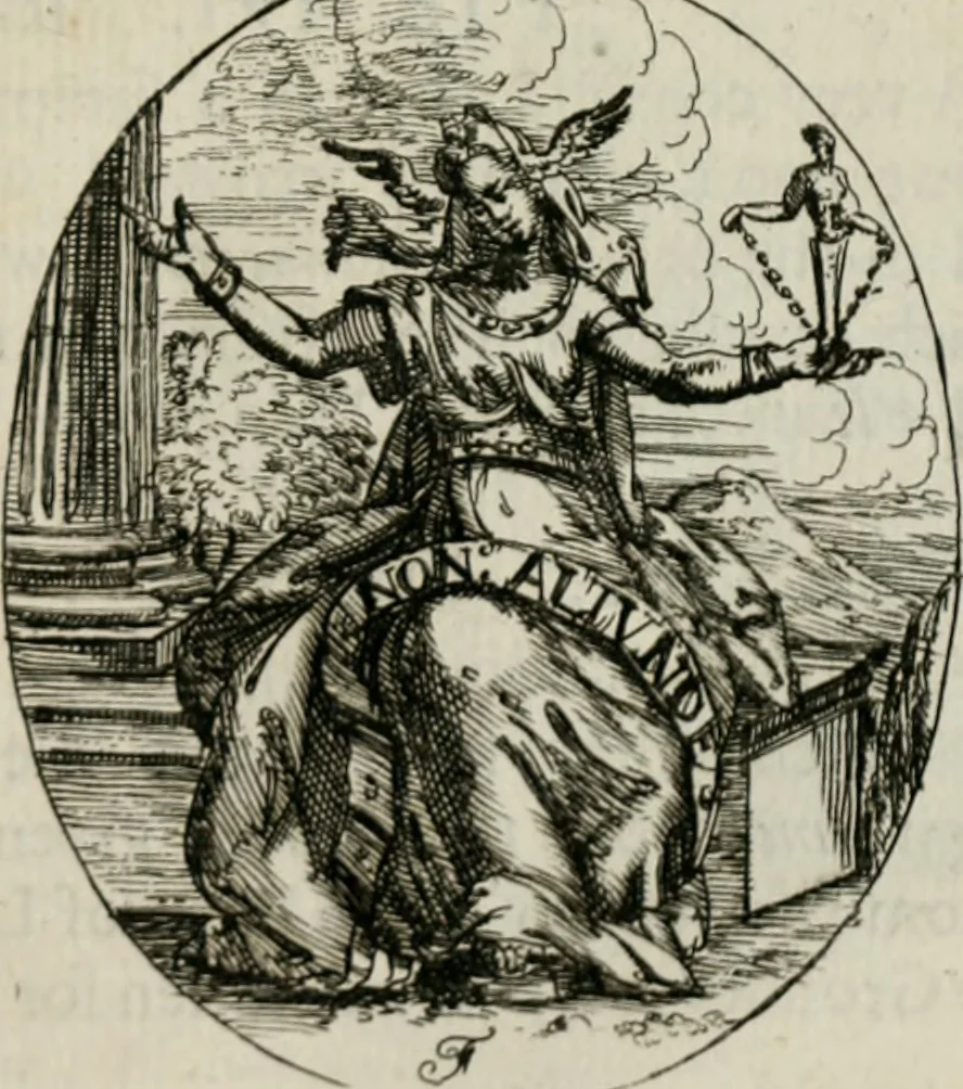 An illustration from Iconologia, or, Moral emblems, 1709, leaf 100