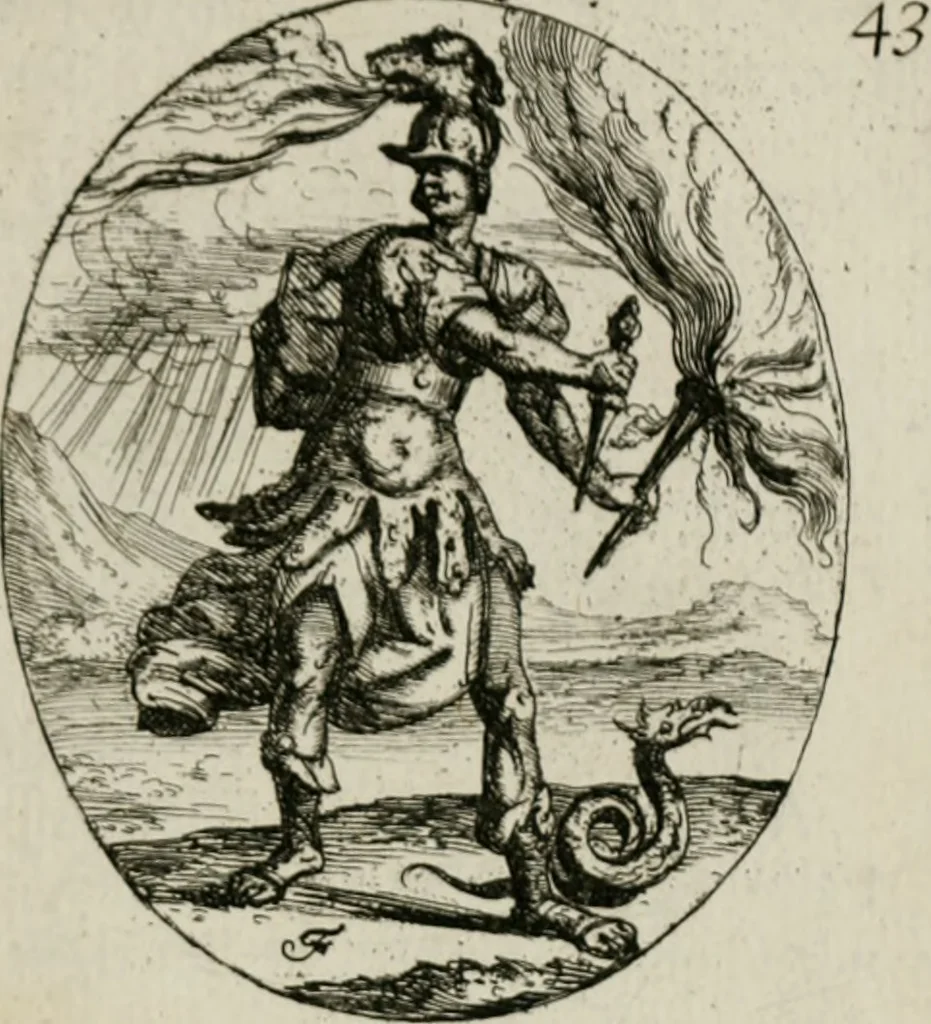An illustration from Iconologia, or, Moral emblems, 1709, leaf 102
