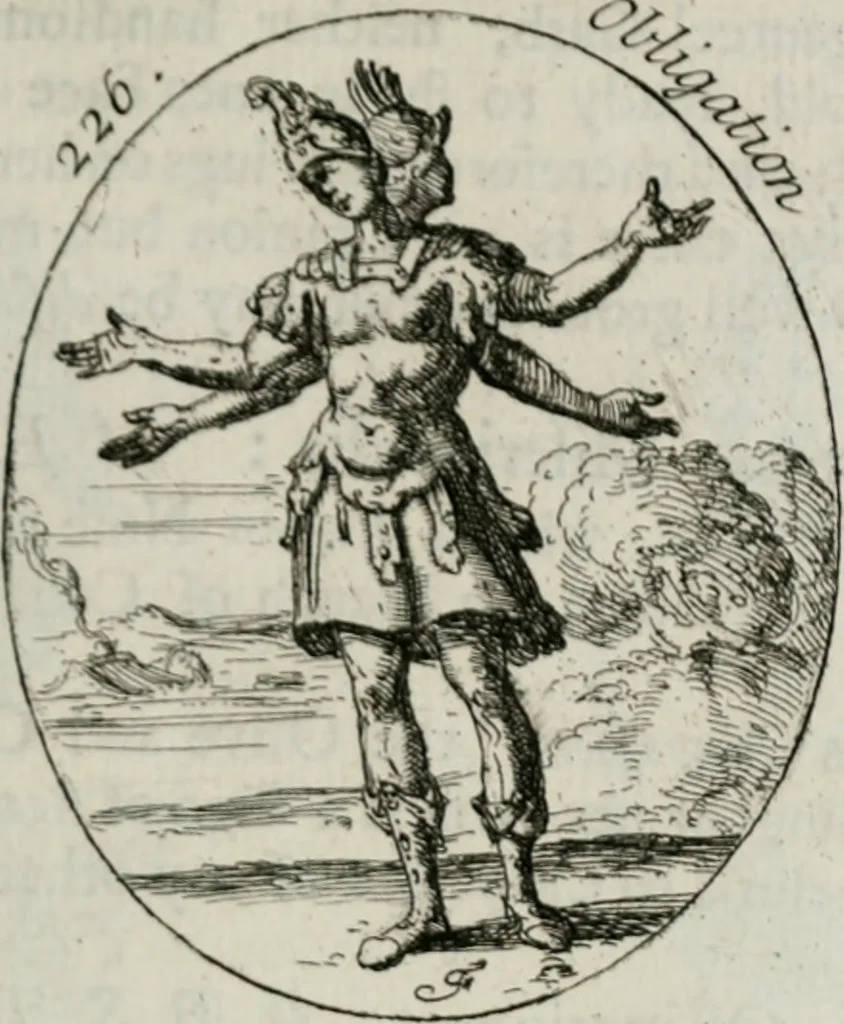 An illustration from Iconologia, or, Moral emblems, 1709, leaf 130