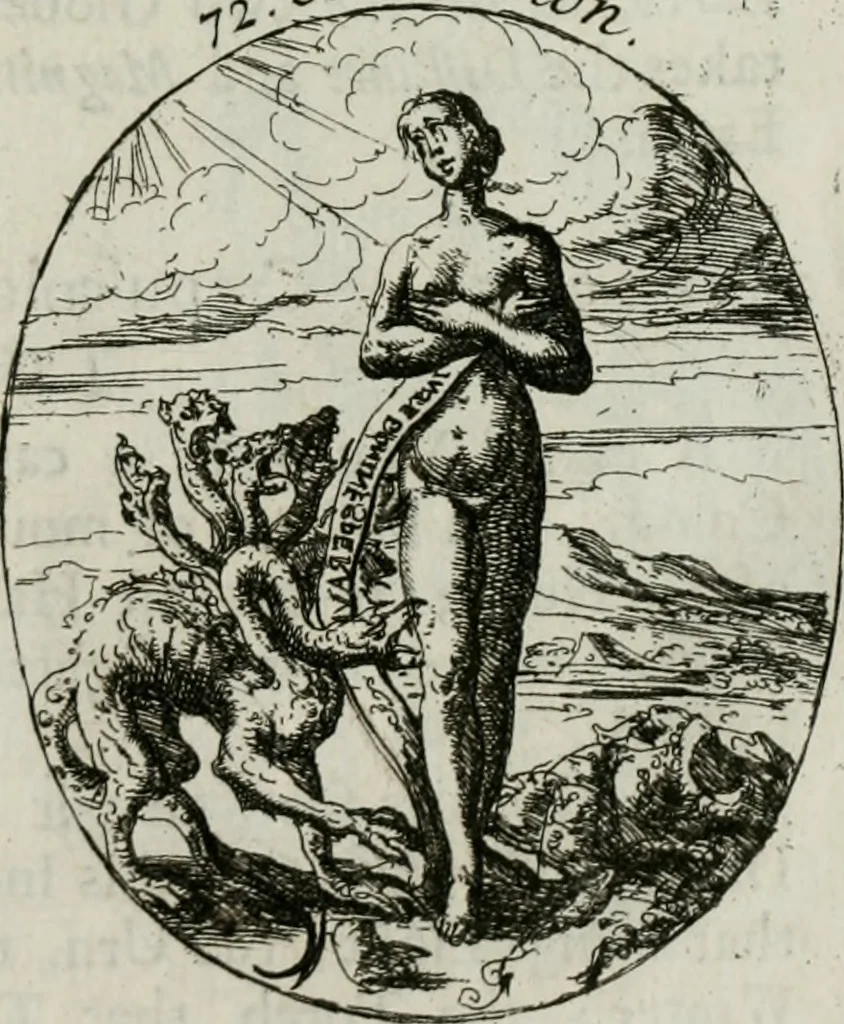An illustration from Iconologia, or, Moral emblems, 1709, leaf 52