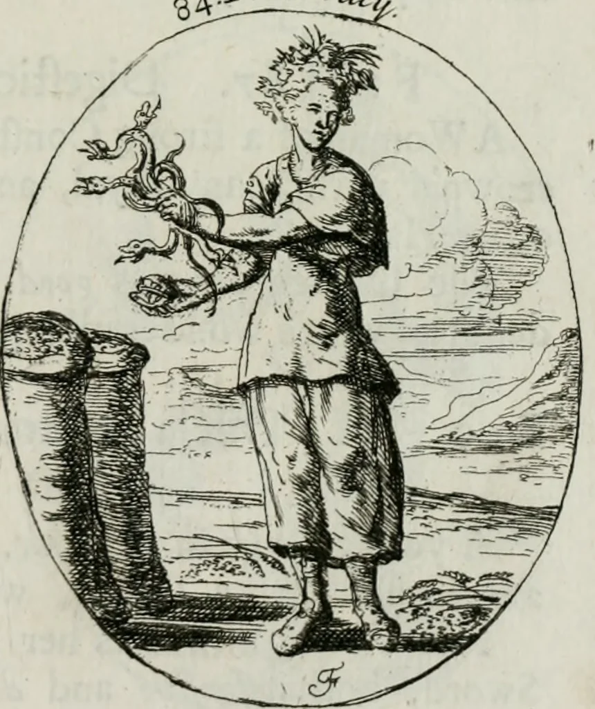 An illustration from Iconologia, or, Moral emblems, 1709, leaf 58
