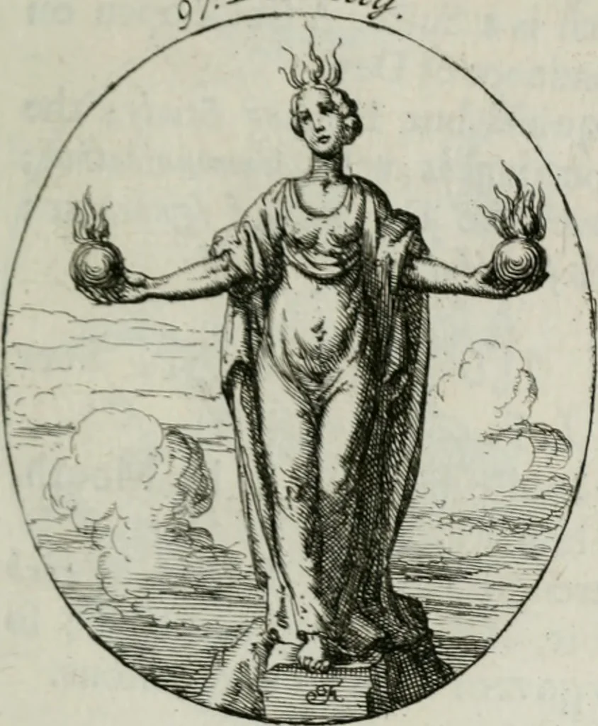 An illustration from Iconologia, or, Moral emblems, 1709, leaf 66