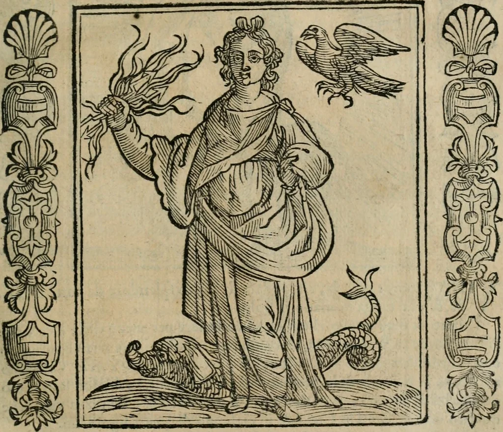 An illustration from Iconologia, ouero Descrittione d'imagini delle virtu', vitij, affetti, passioni humane, corpi celesti, mondo e sue parti., 1611, leaf 112