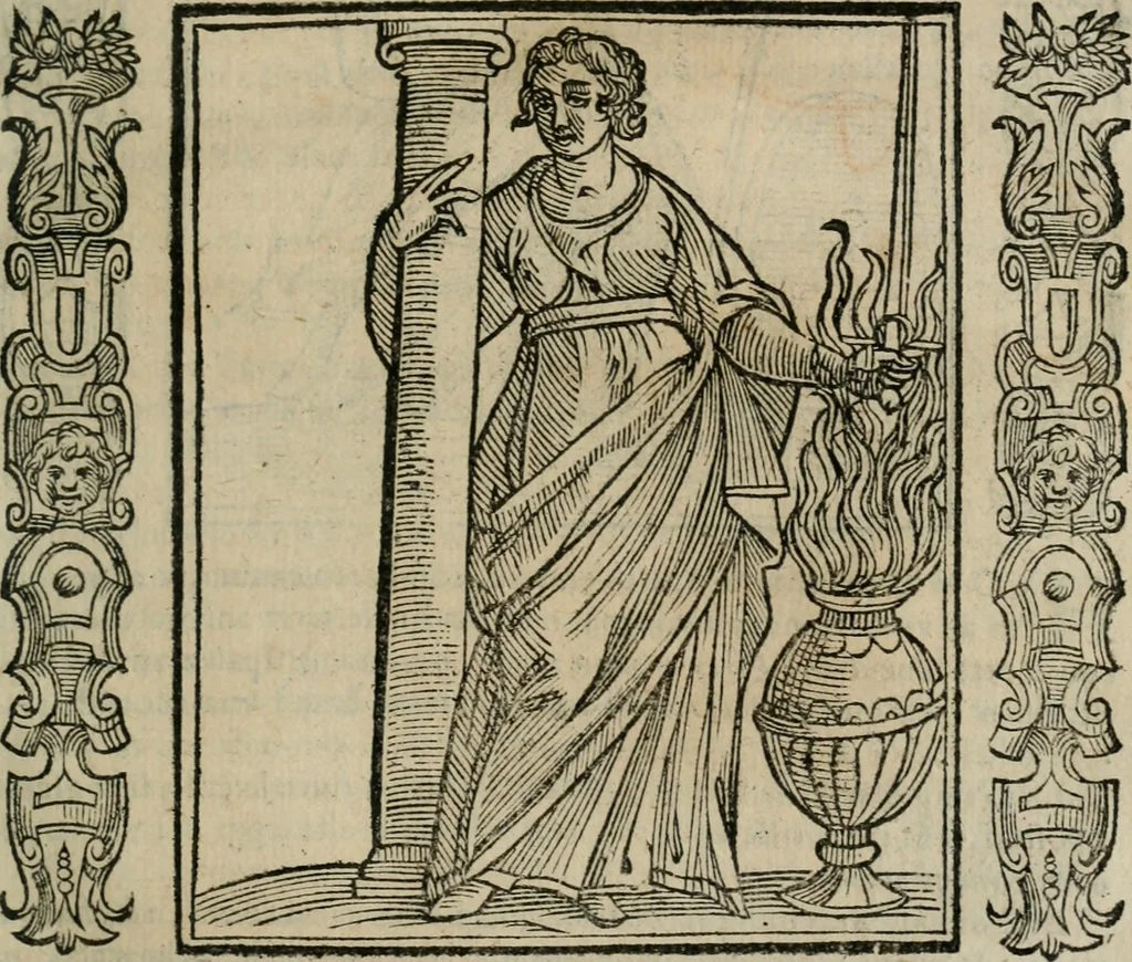 An illustration from Iconologia, ouero Descrittione d'imagini delle virtu', vitij, affetti, passioni humane, corpi celesti, mondo e sue parti., 1611, leaf 134