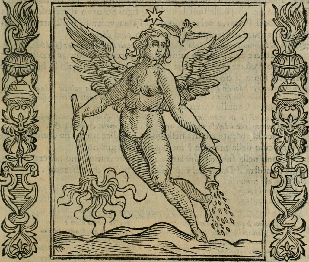 An illustration from Iconologia, ouero Descrittione d'imagini delle virtu', vitij, affetti, passioni humane, corpi celesti, mondo e sue parti., 1611, leaf 144