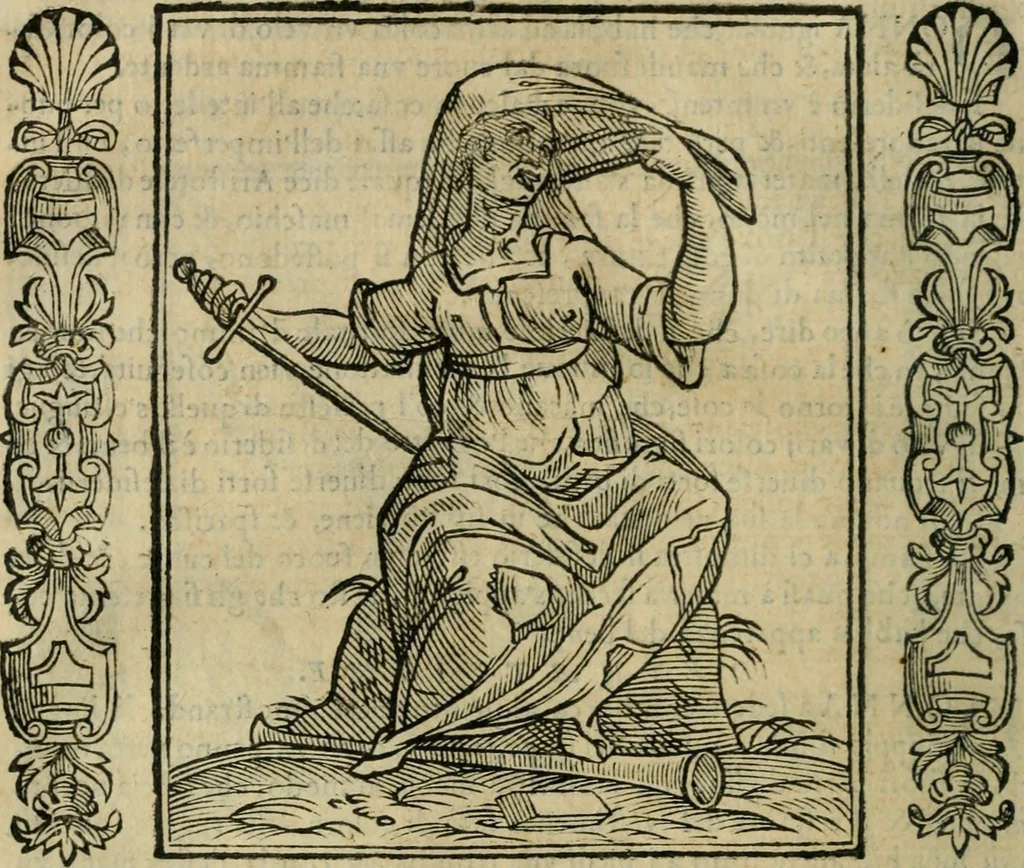 An illustration from Iconologia, ouero Descrittione d'imagini delle virtu', vitij, affetti, passioni humane, corpi celesti, mondo e sue parti., 1611, leaf 153