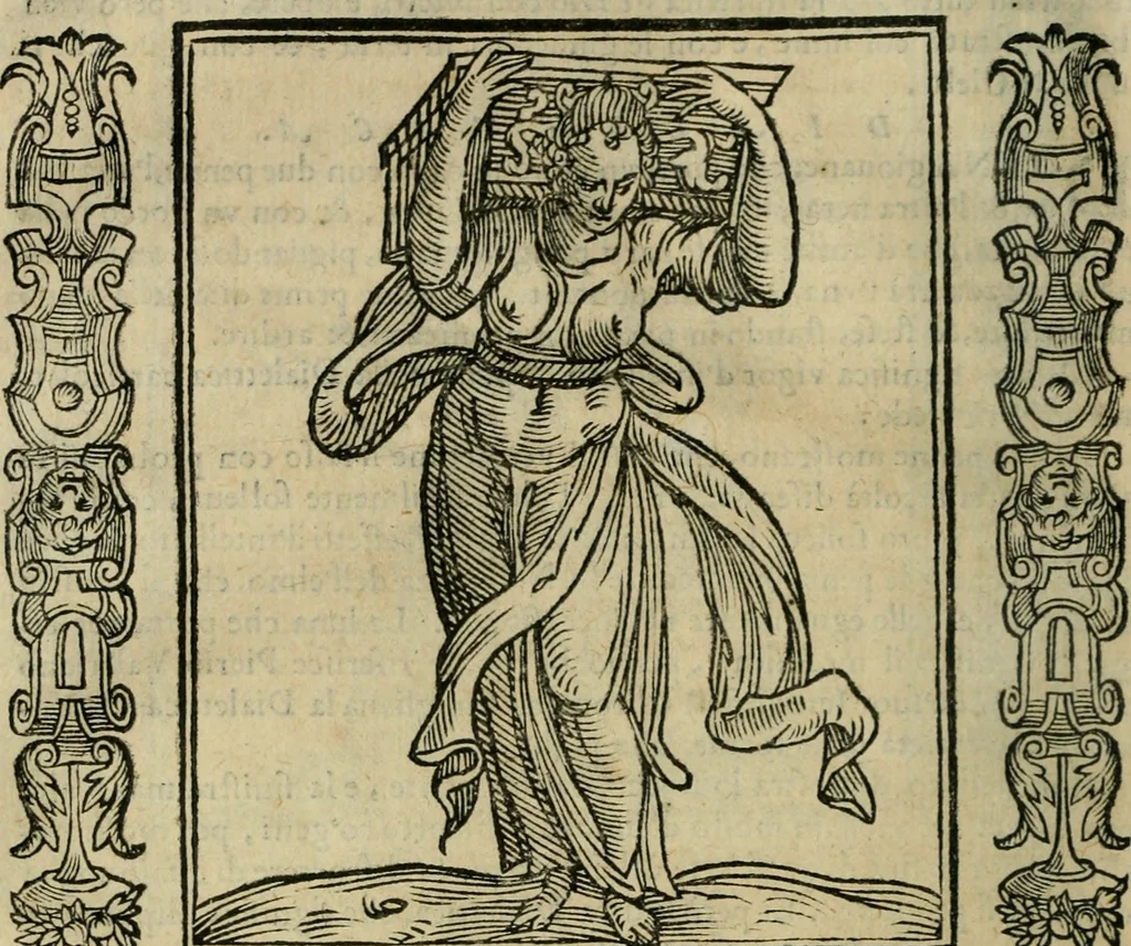 An illustration from Iconologia, ouero Descrittione d'imagini delle virtu', vitij, affetti, passioni humane, corpi celesti, mondo e sue parti., 1611, leaf 155
