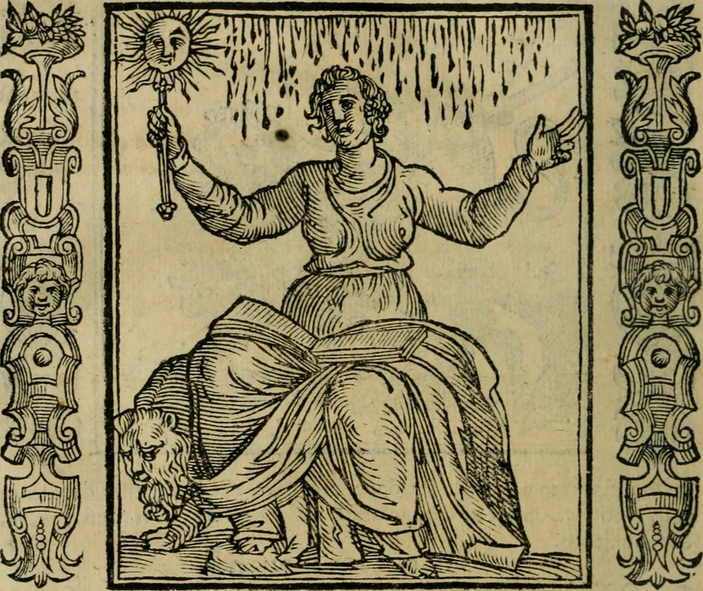 An illustration from Iconologia, ouero Descrittione d'imagini delle virtu', vitij, affetti, passioni humane, corpi celesti, mondo e sue parti., 1611, leaf 163