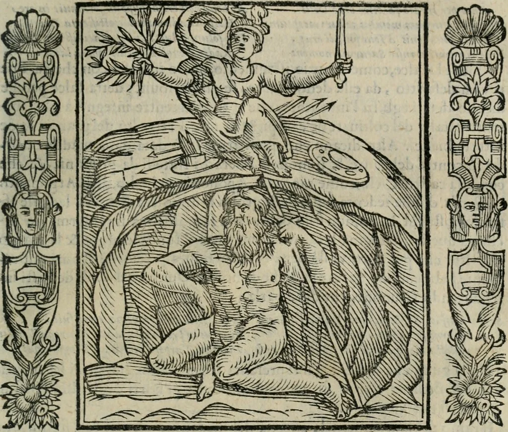 An illustration from Iconologia, ouero Descrittione d'imagini delle virtu', vitij, affetti, passioni humane, corpi celesti, mondo e sue parti., 1611, leaf 314
