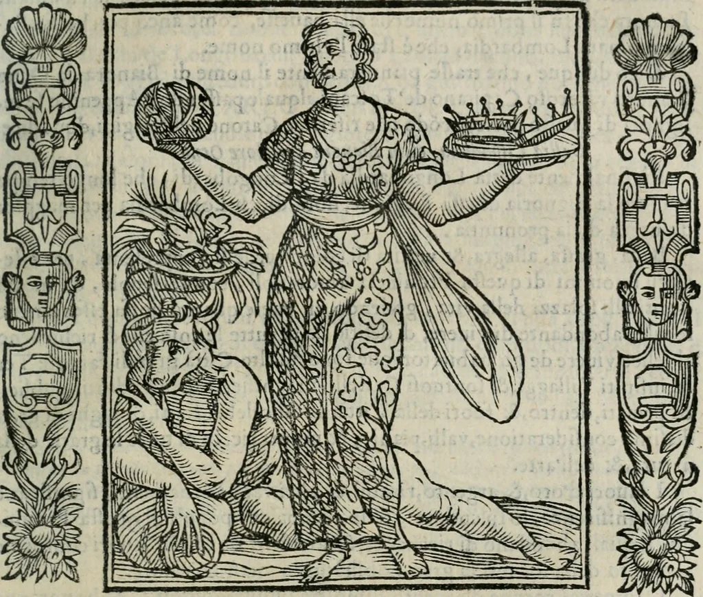 An illustration from Iconologia, ouero Descrittione d'imagini delle virtu', vitij, affetti, passioni humane, corpi celesti, mondo e sue parti., 1611, leaf 328