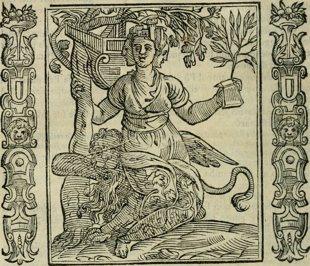 An illustration from Iconologia, ouero Descrittione d'imagini delle virtu', vitij, affetti, passioni humane, corpi celesti, mondo e sue parti., 1611, leaf 331