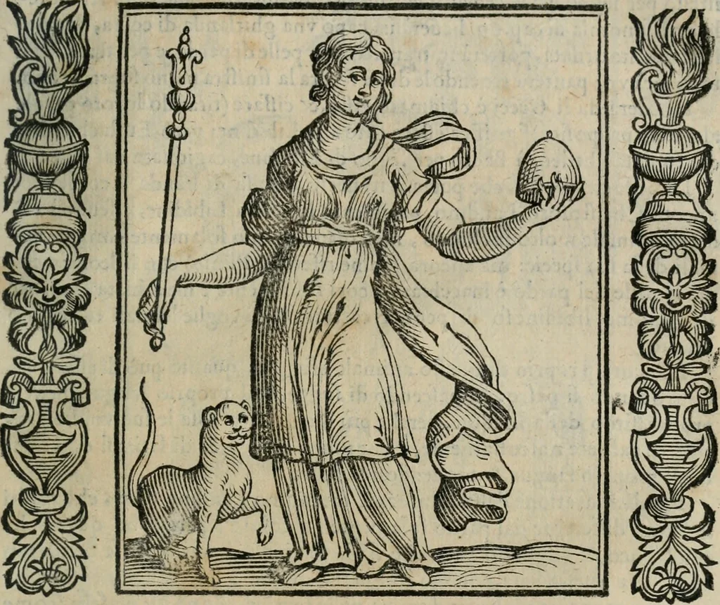 An illustration from Iconologia, ouero Descrittione d'imagini delle virtu', vitij, affetti, passioni humane, corpi celesti, mondo e sue parti., 1611, leaf 348