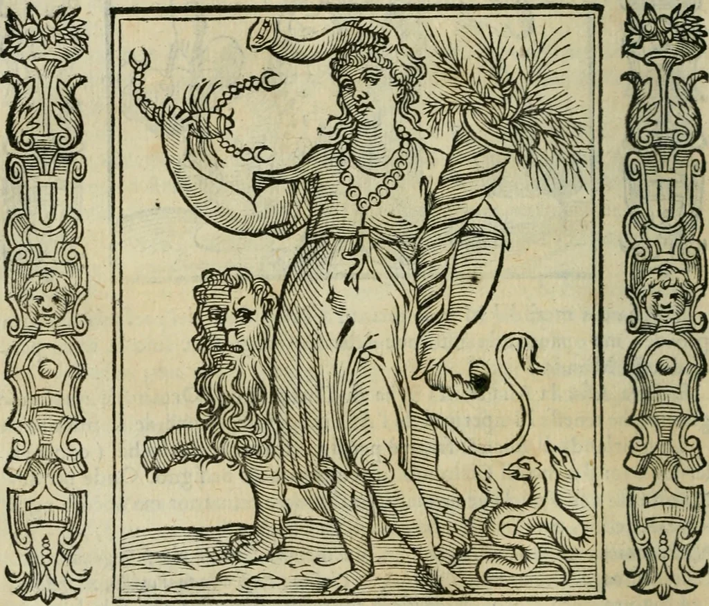 An illustration from Iconologia, ouero Descrittione d'imagini delle virtu', vitij, affetti, passioni humane, corpi celesti, mondo e sue parti., 1611, leaf 393