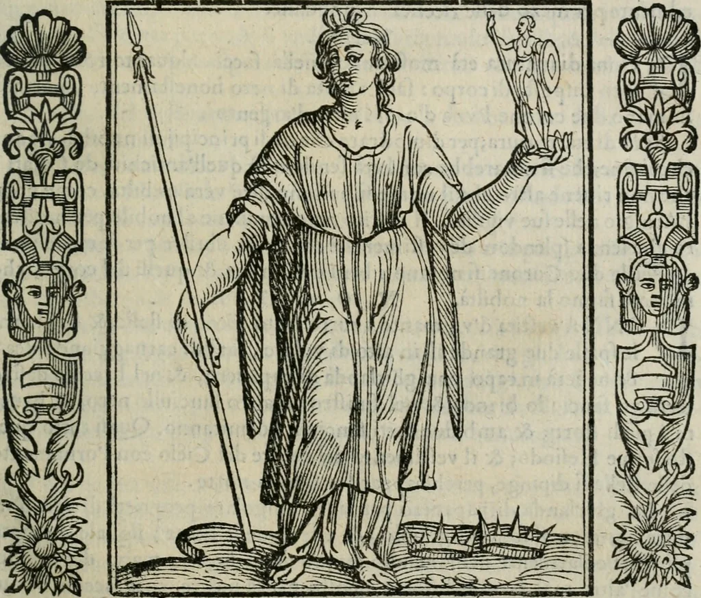 An illustration from Iconologia, ouero Descrittione d'imagini delle virtu', vitij, affetti, passioni humane, corpi celesti, mondo e sue parti., 1611, leaf 418