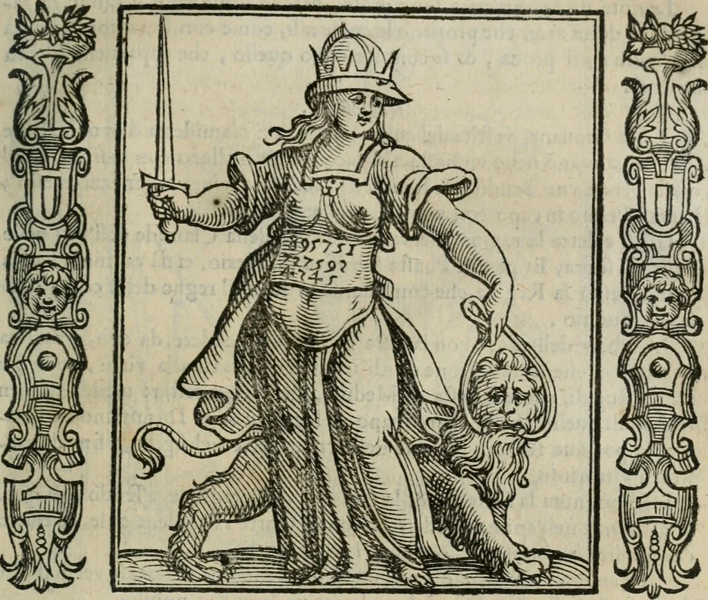 An illustration from Iconologia, ouero Descrittione d'imagini delle virtu', vitij, affetti, passioni humane, corpi celesti, mondo e sue parti., 1611, leaf 486