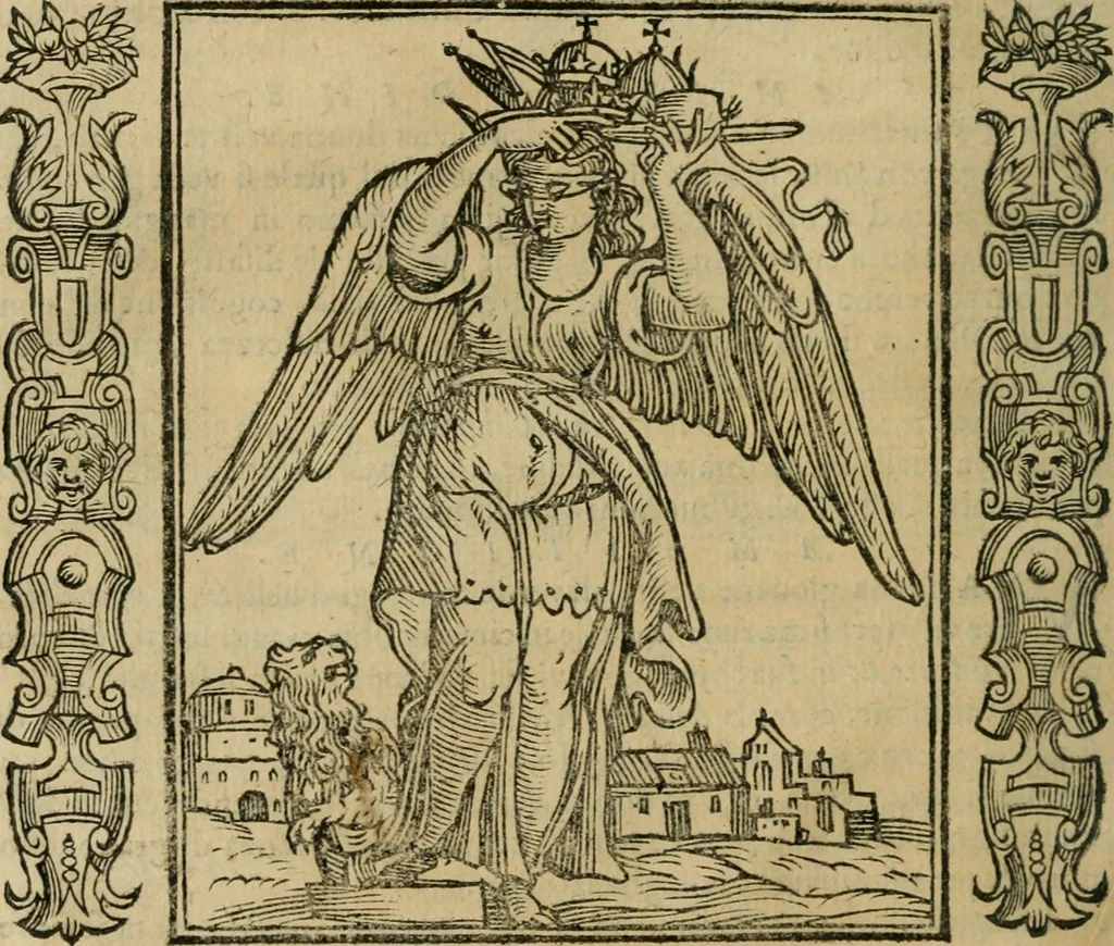 An illustration from Iconologia, ouero Descrittione d'imagini delle virtu', vitij, affetti, passioni humane, corpi celesti, mondo e sue parti., 1611, leaf 49