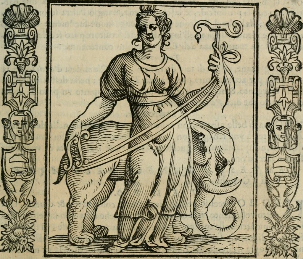An illustration from Iconologia, ouero Descrittione d'imagini delle virtu', vitij, affetti, passioni humane, corpi celesti, mondo e sue parti., 1611, leaf 544