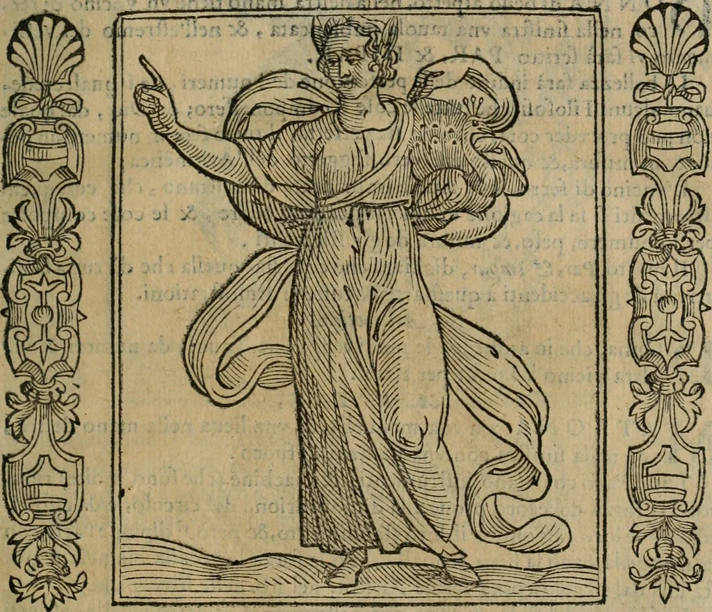 An illustration from Iconologia, ouero Descrittione d'imagini delle virtu', vitij, affetti, passioni humane, corpi celesti, mondo e sue parti., 1611, leaf 64