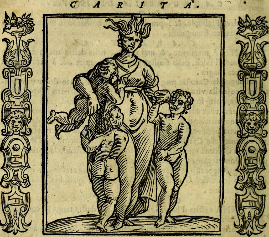An illustration from Iconologia, overo, Descrittione d'imagini delle virtu', vitii, affetti, passioni humane, corpi celesti, mondo e sue parti, 1611, leaf 107
