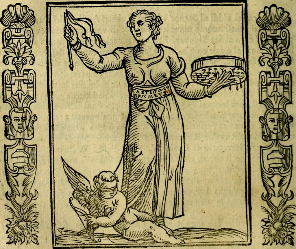 An illustration from Iconologia, overo, Descrittione d'imagini delle virtu', vitii, affetti, passioni humane, corpi celesti, mondo e sue parti, 1611, leaf 109