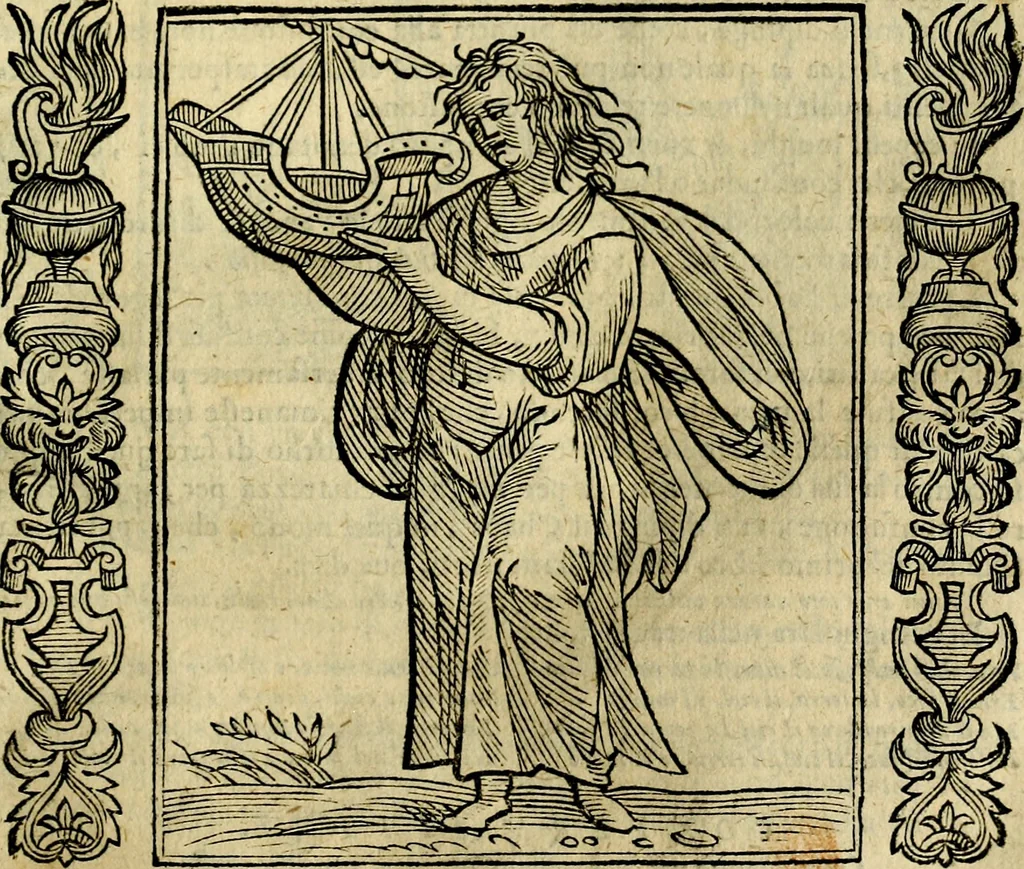 An illustration from Iconologia, overo, Descrittione d'imagini delle virtu', vitii, affetti, passioni humane, corpi celesti, mondo e sue parti, 1611, leaf 128